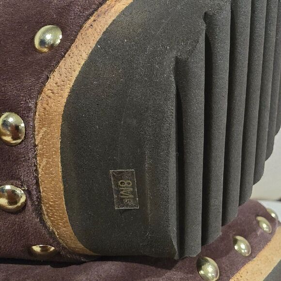 NWOB Kors Womens Studded Slingback Clogs In Chocolate Brown Suede SZ 8M Sandals - Picture 10 of 11